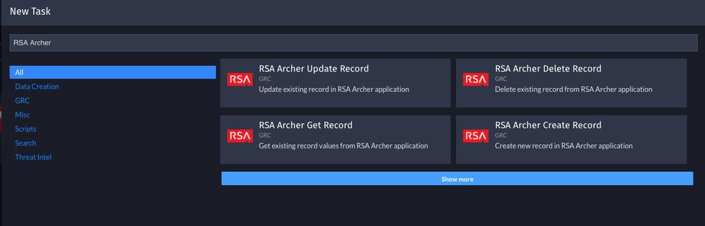 Use the Username and Password of the API service account created in the RSA Archer configuration