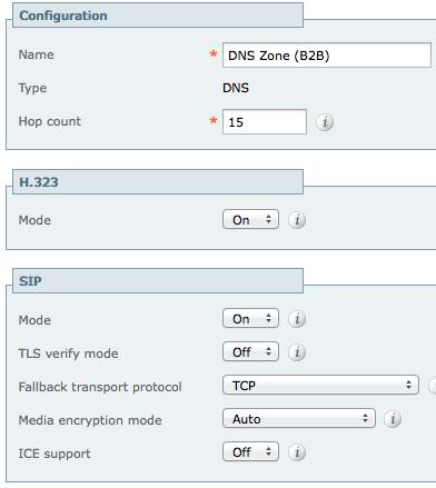 Procedure 10 Configure DNS zone on Expressway-E For a B2B call, the Expressway-E doesn t need to have established peering relationships with remote domains.