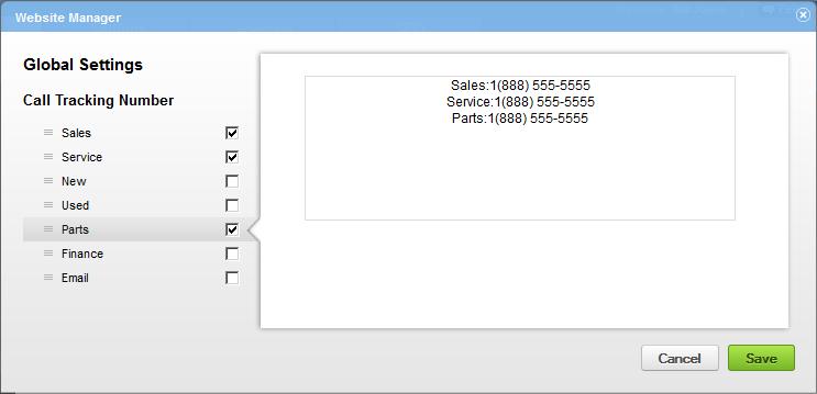 Configuring Widgets (continued) Contact Info Widget 1. Click the Configuration icon to open the Website Manager window. 2.