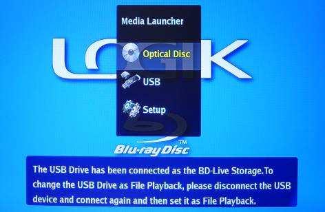 The USB 2.0 High-speed USB flash drive with greater than 1GB capacity must be used for storing additional content for BD-Live discs and to obtain optimum performance.