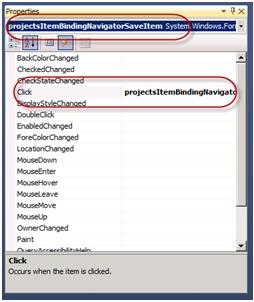 Figure 9 Bind the click event to the SaveItem event handler 28.