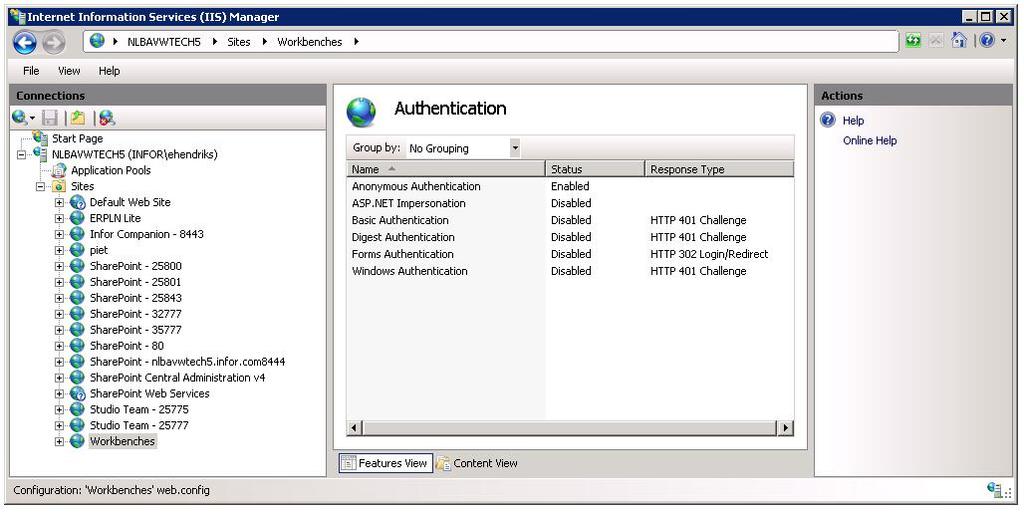 Installation Enable Anonymous authentication Disable all other authentications.