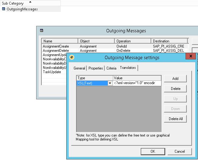 Ch 12 Technical Interface Description 110 Figure 87: Outgoing message configuration in the Legacy Administration Tool Use the following translator script for Assignment messages: <?xml version="1.