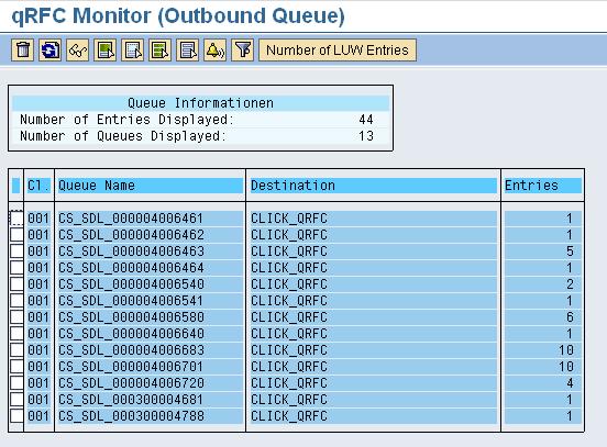 Ch 13 Troubleshooting 120 Name of the queue (use * for all queue names) In S/4HANA the system generates a name using the prefix CS_SDL, which is concatenated with the order or notification number,