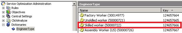 Figure 12: SAP Job of specific employee in transaction PPOSE The corresponding dictionary table in FSE is Engineer Type.