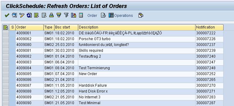 Ch 5 Handling S/4HANA Service and Maintenance Orders 52 Figure 39: Order list of transaction /WSOPT/C_ORDERS When chosen orders do not yet exist in FSE they will be created in FSE, otherwise they