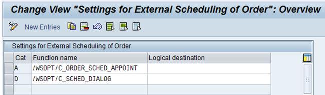 Ch 5 Handling S/4HANA Service and Maintenance Orders 55 Function module /WSOPT/C_ORDER_SCHED_APPOINT /WSOPT/C_SCHED_DIALOG Description Allows selecting a suitable date from proposed dates delivered