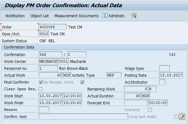 Ch 6 Handling Time Confirmations from Edge Mobility 61 Figure 51: Time confirmation object in S/4HANA Processing Time Confirmation Data in S/4HANA The integration scenario ERPMobile supports the