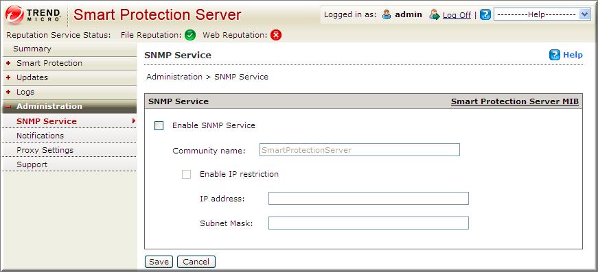 Trend Micro Smart Protection Server 3.3 Administrator's Guide Cancel: Click to discard changes.