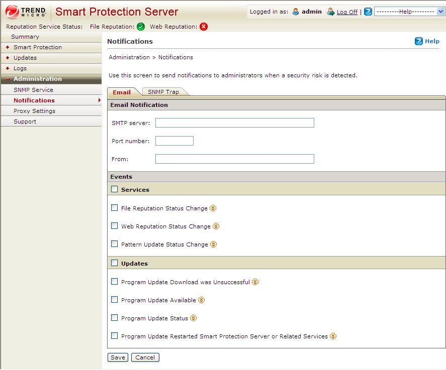 Monitoring Smart Protection Server The tab for email notifications appears. 2.