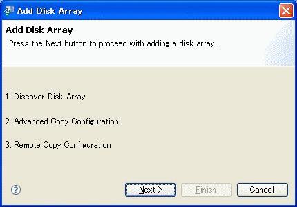 4. Select [Add Disk Array] and specify an IP address, Administrator ID