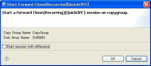 1. Execute copy (1st time). 1. Click [Start Forward Clone(Recurring)[QuickOPC]] in the Copy Group to start Clone (Recurring) [QuickOPC].