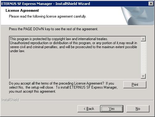5. Sign license agreement. Confirm the contract detail displayed on the "License Agreement" screen and click the [Yes] button. When printing the contract, click the [Print] button. 6.