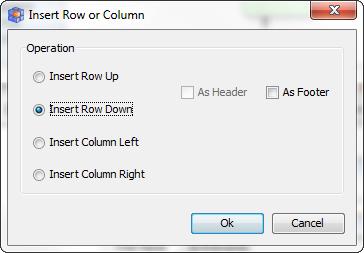 Choose Insert row down to insert
