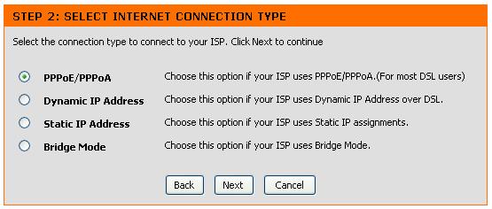 Click the Next button and proceed to configure the Router as instructed by your ISP.