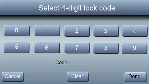 After you have enabled the lockout feature, please select a 4 digit code to be used to unlock the Observer Control. Press DONE to return to normal operation.