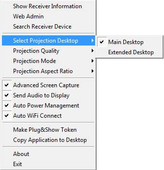 4 Select Projection Desktop (Win XP/Vista/7/8) Click the Select Projection