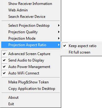 3.7.7 Projection Aspect Ratio It can provide the projection screen ratio setting of Keep Aspect