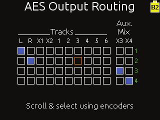 User Guide Output Routing The master L and R tracks are permanently routed to their respective outputs, unless the connections have been set to AES, in which case they use AES output routing.