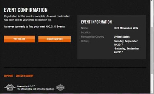 EVENT REGISTRATION ANOTHER OFFICER AND A GUEST 17. Select the Pay USD 25.00 button. The Event Confirmation screen will display.