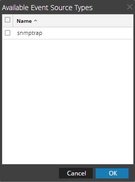 6. Select snmptrap from the Available Event Source Types dialog and click OK.