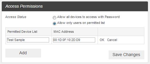 To restrict access in this manner, you need to add permitted users from the menu. 3. From the Access Permissions menu, select Allow only users on Permitted list.