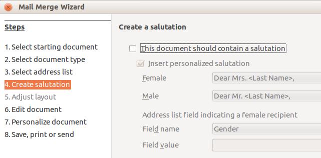 Save, print or send. LibreOffice displays a Creating documents message and then displays the Save, print or send page of the Wizard.