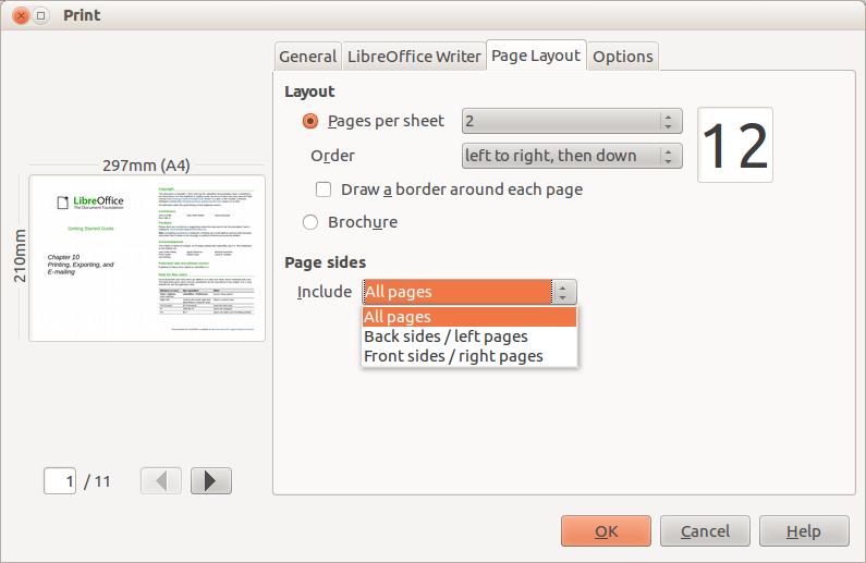 Printing multiple pages on a single sheet of paper You can print multiple pages of a document on one sheet of paper. To do this: 1) In the Print dialog, select the Page Layout tab (Figure 4).