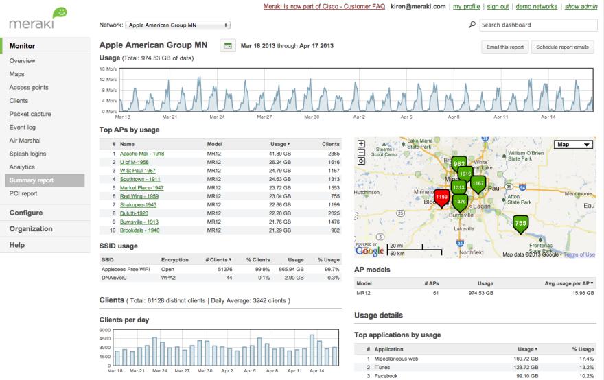 web Deployed without pre-staging or on-site IT The Meraki Dashboard makes it easy to manage the WiFi across all