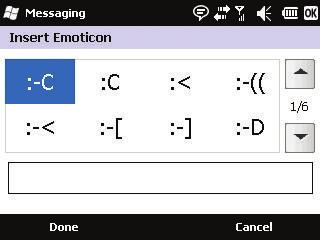 Entering Symbols, Emoticons and My Messages Symbols, emoticons, and preset messages are entered by accessing onscreen menus and touching the desired item.
