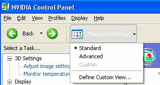 NVIDIA Control Panel Quick Start Guide Chapter 2 Understanding the NVIDIA Control Panel Using the Tool Bar The Toolbar provides quick back and forth navigation between pages, and also lets you choose