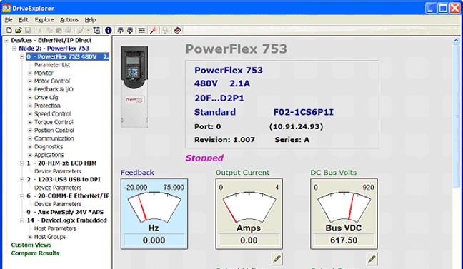 PowerFlex 753 Drives (revision 1.010) 3 Using DriveExplorer Lite/Full Important: You need DriveExplorer version 6.02 or later to interface with the PowerFlex 753 drive.