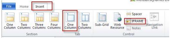 5. Add a One Column Tab. Name it whatever you like. 6. Add an IFRAME to this tab. i. Name: IFRAME_Profiler ii. iii. iv.
