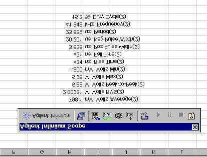 Measurement data in Excel In Excel, the measurement is placed in the highlighted cell.