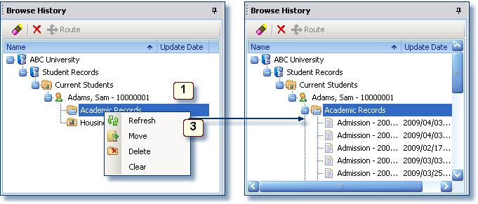 Browse Mode Refresh a folder When in Browse History, you may find it necessary to drill further in the tree structure starting at the