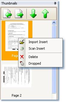 Insert / Delete / Dropped Import Insert: Imports an image in front of the thumbnail selected.