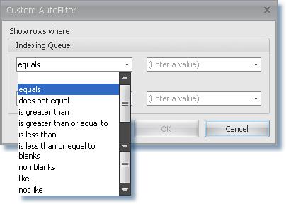 Selecting (All) will be the equivalent to having no filter set on the column. Any other option in the list will be a unique column value.