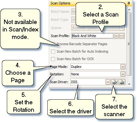 Scan Index How-To: Working in Scan Index 1. From IC-Chart's menu option, select Scan/Index to open the Scan/Index. Scanning: In Scan Option view: 2. Select the Scan Profile to be used. 3.