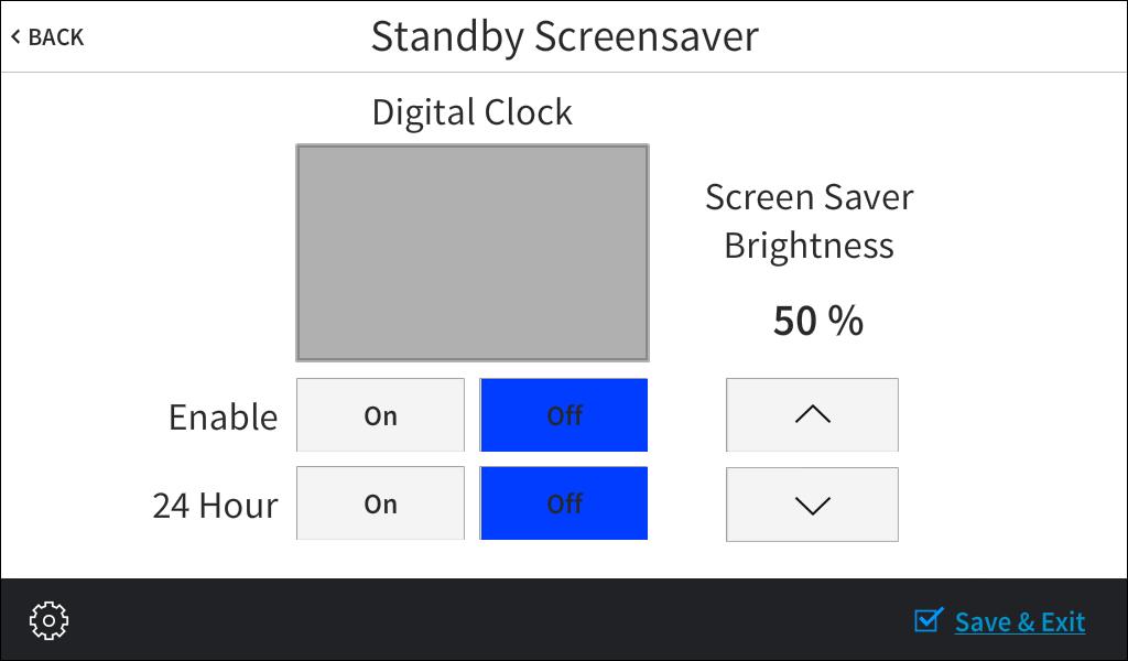 Tap the up and down arrows to raise or lower the auto-brightness preset values for the LCD display and the key backlight, from 0 to 100%. Tap < BACK to return to the Display Setup screen.