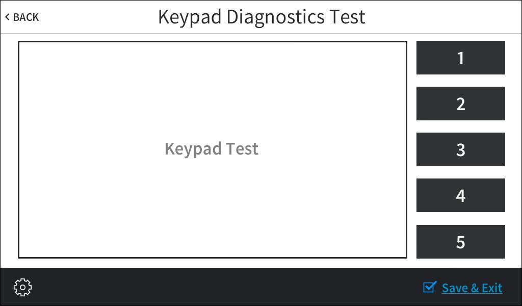 Keypad Test On the Diagnostics screen, tap Keypad Test to display the Keypad Diagnostics Test screen.