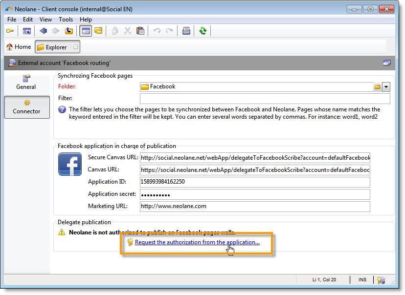 Neolae collects all Facebook pages maaged by the admiistrator. For more o this, refer to Sychroizig Facebook pages [page 15].