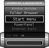 Using the Center Jog Dial Control Launcher mode The Jog Dial control window is in launcher mode until a software application is launched or the Jog Dial control window becomes active.