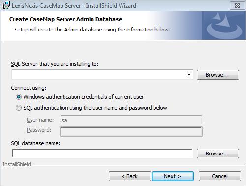 24 CaseMap Server 9. In the Password field, type in the user account password. We recommend that you set the service account password to never expire. 10.