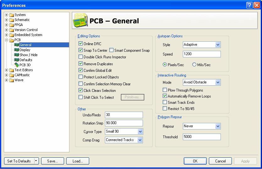 2. Click on PCB Display in the Preferences dialog s selection tree to make it the active page. In the Show section of this page, uncheck the Show Pad Nets, Show Pad Numbers and Via Nets options.