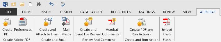Creating a PDF File with MS Word 2010/2013 and Acrobat 1. Click on the Acrobat tab 2.