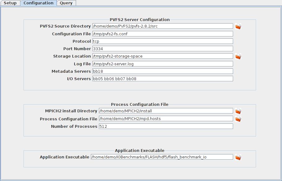 16 Fig. 2.3. The front-end (configuration view) of the execution engine. file that has node information would be launched by mpiexec to run the executable flash benchmark io.