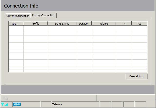 Section 3 - Device Setup using D-Link Connection Manager (Windows) Connection History The History Connection tab displays the following information: Type - The type of connections made.
