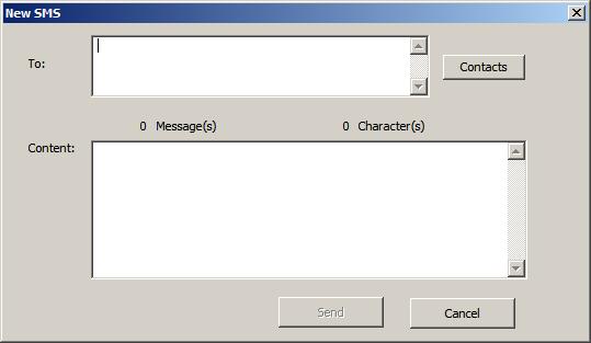 Section 3 - Device Setup using D-Link Connection Manager (Windows) New/Reply/Forward Text Message 1. Click the SMS button. 2. Click New, Reply, or Forward. 3. Enter the recipient s phone number or click Contacts to see the contacts stored to the SIM card.
