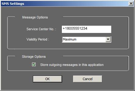 Section 3 - Device Setup using D-Link Connection Manager (Windows) SMS Settings This menu allows you to change the service center number, its validity period, and whether to store outgoing messages