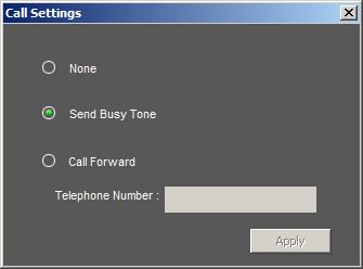 Section 3 - Device Setup using D-Link Connection Manager (Windows) Select Tools > Call Setting. You may select from one of the following options: Call Settings None - No answer.